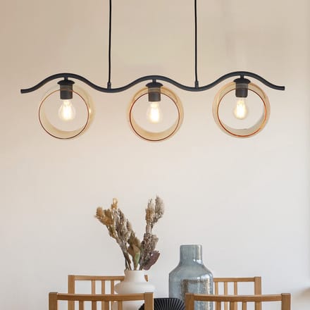 LumenXL Moderne hanglamp - rond amber glas, 3-lichts - Curvatura
