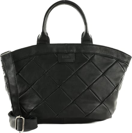 FREDsBRUDER Leren Schoudertas Check My Midi Shopper Black Zwart