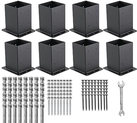 4x4 paalbasis en beugels voor pergola en hekwerk - Set van 8