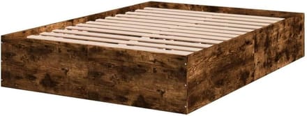 Bedframe Hout - Bedbodem Dubbel - Slapen - Gerookt Eiken Finish - 120x200 cm - Bruin