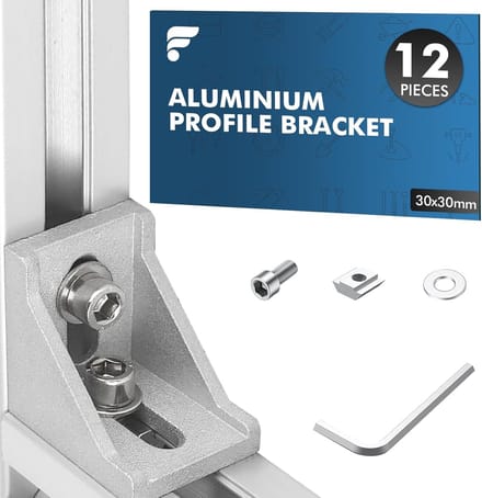 Aluminium Hoekverbinders - Bevestigingsset - Frame Constructie - 12 Stuks Set - 30x30 mm - Zilver