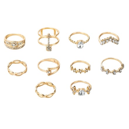 Fako Bijoux® - Bohemian Stijl Ringenset - Ringen Set - Alba - 10-Delig - Goudkleurig