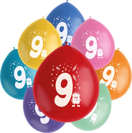 Folat - Ballonnen Color Pop Monsters 9 Jaar 23 cm - 8 stuks