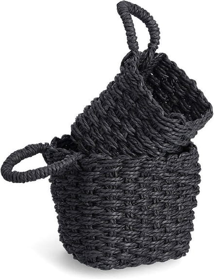 Opbergmanden met handvat, papieren vlechtwerk, 2 stuks