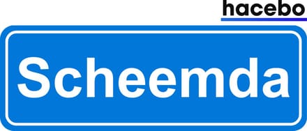Hacebo - Plaatsnaam Sticker - 29x10 CM - Scheemda sticker - Verkeersborden sticker - grappige cadeaus - Scheemda