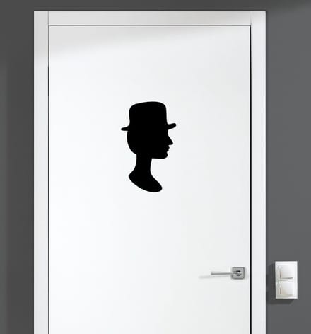 Deursticker - Heren Hoofd - Zwart 12,5x20