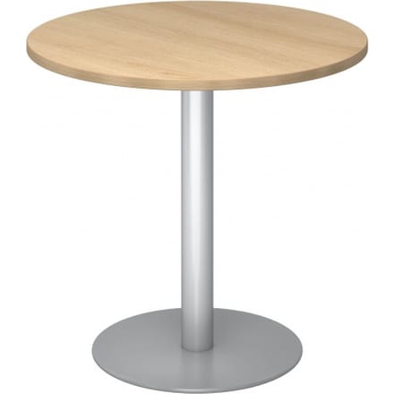 BISTRO F80R S - Systeem conferentietafel Eiken Zilver Ø 80