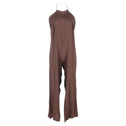 Jacquemus halternek jumpsuit met open rug in bruine viscose