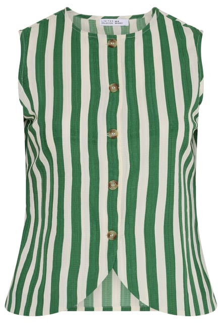 Limited Collection Groen En Wit Gestreept Gilet Size 48