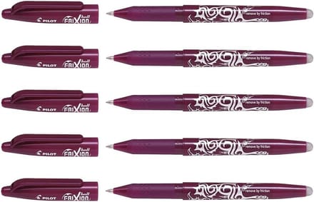 Uitwisbare Rollerbalpennen Set (5 stuks) - Bordeauxrood - Middelgrote Punt