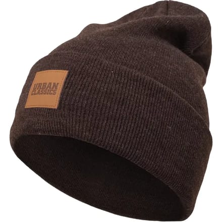 Urban Classics Leatherpatch Beanie - Heatherbrown