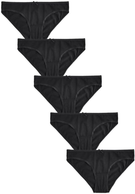 Next - Dames - Set van 5 katoenrijke bikini's - Zwart