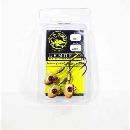 Tackle Tactics TT Demonz Jig Head 3/8oz 3/0H 3/pack Golden Boy (7600) yellow