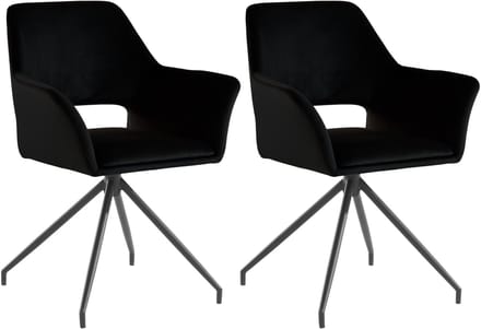 Vera-Fauteuil - Zwart Fluweel - Set van 2
