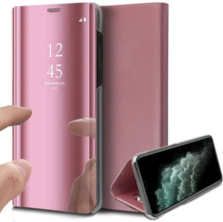Hoesje geschikt voor iPhone 11 pro - spiegel book case cover roségoud