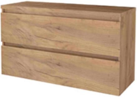 Basic-Line Start 46 Badkamermeubelset - 120 x 46 cm - Greeploos - 2 Lades - Wastafelblad - Whisky Oak
