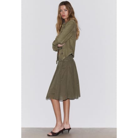 Stradivarius Halflange rok met plooien  Kaki L
