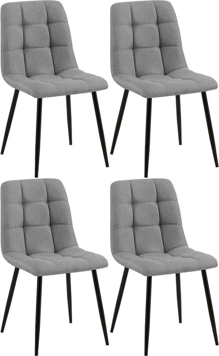 CLP Set van 4 Eetkamerstoelen Tilde - Gestoffeerd - Metalen Onderstel - belastbaar tot 150 kg Stof/grijs