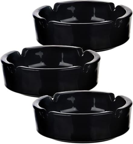 Glasmark Asbak - 3x - glas - D11 cm - zwart - voor binnen en buiten