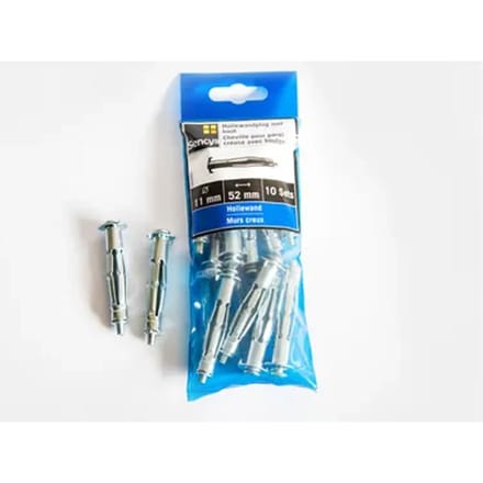 Sencys Hollewandplug Met Bout Staal - Ø 11x52 Mm - 10 Stuks