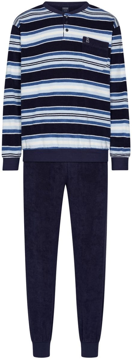 Robson Pyjama - Katoen/Polyester - Badstof - Gestreept - Blauw - Maat 50