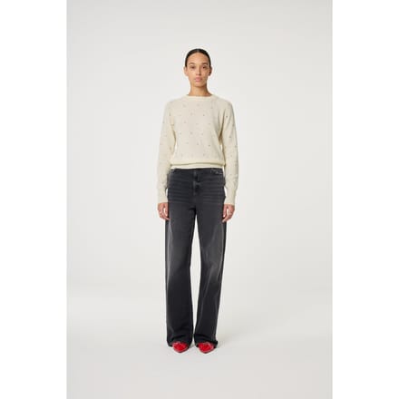 Fabienne Chapot Lidi Rhinestone Pullover Cosy White Maat: M | Sweaters Outlet | Dames | Wit