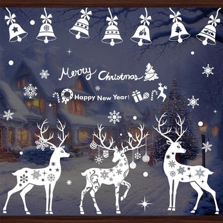 Allecto - Kerstvensterstickers - Roodhert - Dubbelzijdig - 30x20cm
