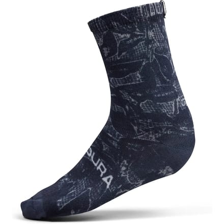 Endura Grid Floral Ltd Print Sock Black - L/XL
