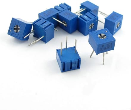 Trimmer Potentiometers - Instelbare Weerstanden - Elektronica Aanpassen - Passage Gat Type - 100 ohm - Blauw