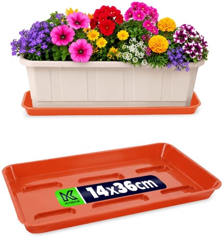 KADAX Bloempotstandaard Bloempotten 40cm Balkondoos Plastic Dienblad - Terakota