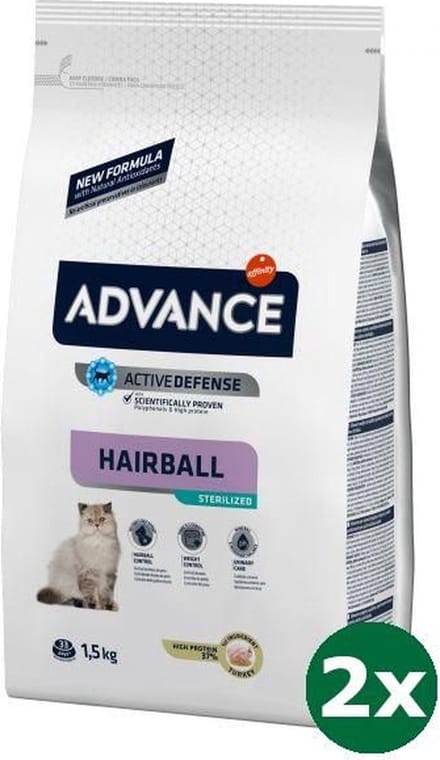 Advance cat sterilized hairball kattenvoer 2x 1,5 kg