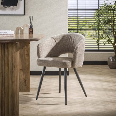 Dimehouse Set van 2 eetkamerstoelen Cargo Stof Zand - Chenille - Scandinavisch & Basic