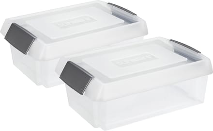 Sunware - opslagbox - 2 stuks - 30L transparant - 59x39x17 cm - extra hoge deksel