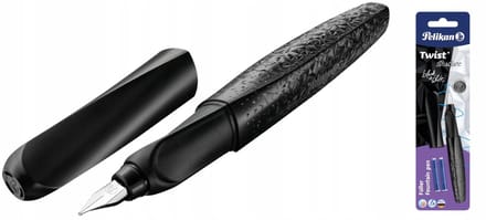 Pelikan Twist Vulpen Zwart Structure M + 2 Patronen
