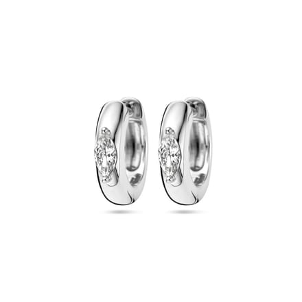 Zilver Gerhodineerd Klapoorringen Zirkonia 1338238