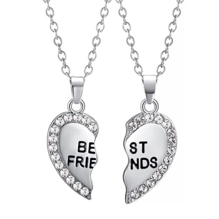 Fako Bijoux® - Vriendschapsketting - BFF Ketting - Gebroken Hart - Kristal - Zilverkleurig