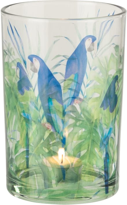 J-Line theelichthouder Papegaai - glas - groen/blauw - large