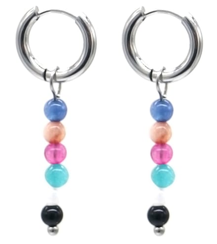 Oorbellen met Steentjes - Oorringen - RVS - 3 cm - Zilverkleurig