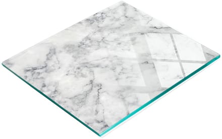 Keukenplank van gehard glas met afbeeldingen, wit marmer, 60x52 cm
