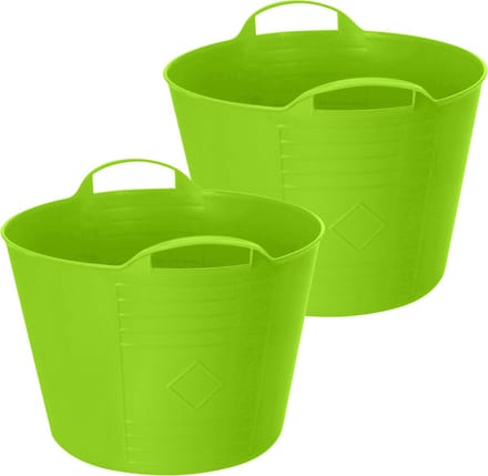 Excellent Houseware Flexibele emmer - 2x - groen - 27 liter - kunststof - 40 x 35 cm