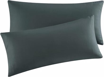 Famanu - Kussensloop, 40 x 80 cm, set van 2 stuks, kussenslopen met ritssluiting, van microvezel, zacht, kussensloop, antraciet