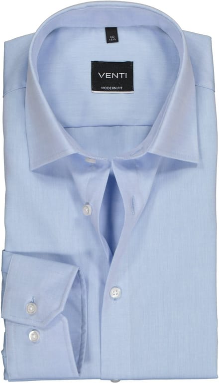 Venti - Heren Overhemd - Poplin - Strijkvrij - Regular fit - Lichtblauw