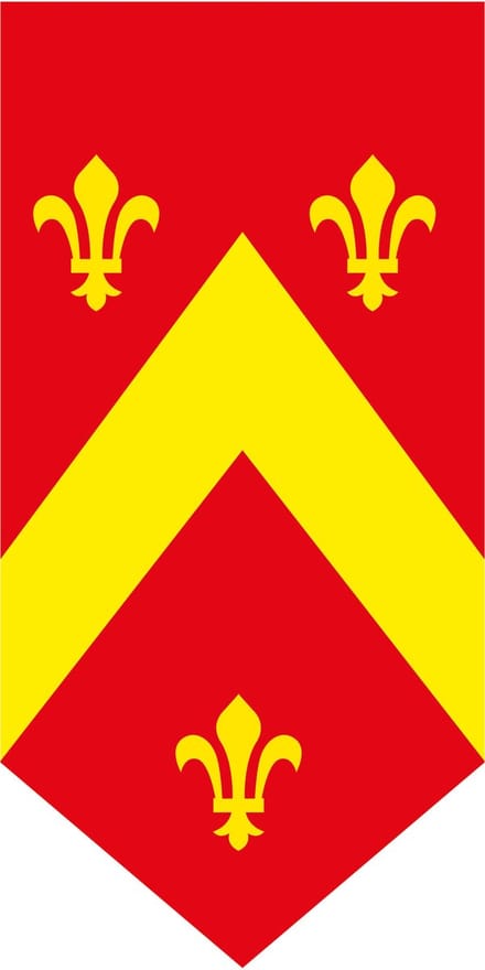 CHRISTIANFABRICATIONS - Rood middeleeuws verticaal spandoek 25 x 50 cm van papier