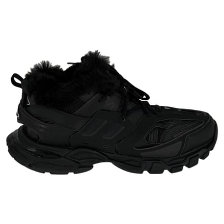 Balenciaga Track Sneakers met nepbontvoering in Zwarte Polyurethaan