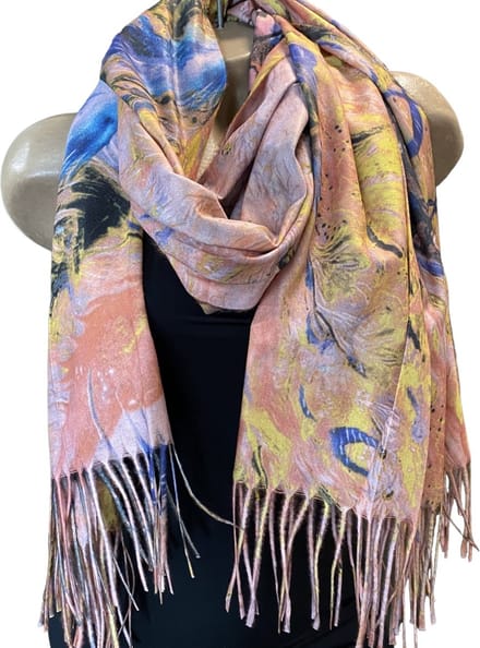 Sjaal vlinders afbeelding herfst/winter mix kleuren turmeric