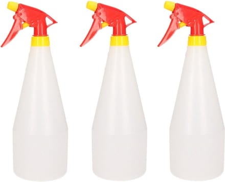 3x stuks rood/gele plantenspuiten/watersproeiers 1 liter