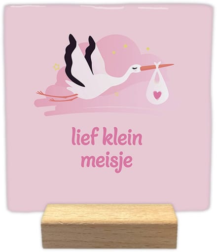 Lief klein meisje - Keramische decoratie tegel met tekst