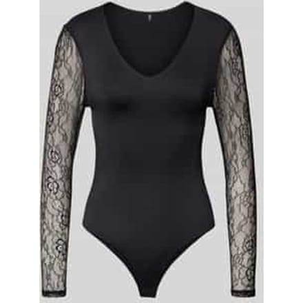 Slim fit body met kanten mouwen, model 'SIA'