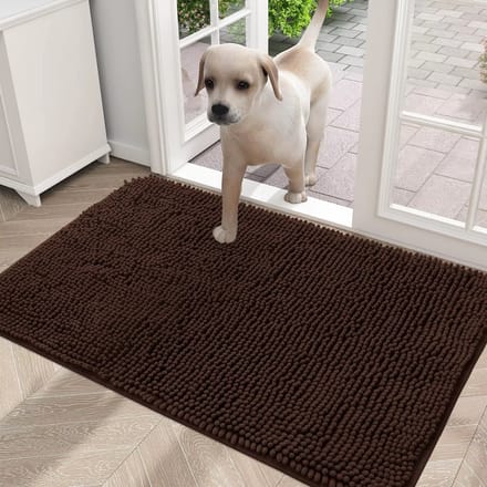 Deurmat voor Honden - Wasbare Hondenmat Binnen, Antislip, Sneldrogend Microvezel voor Modderige Poten - Bruin