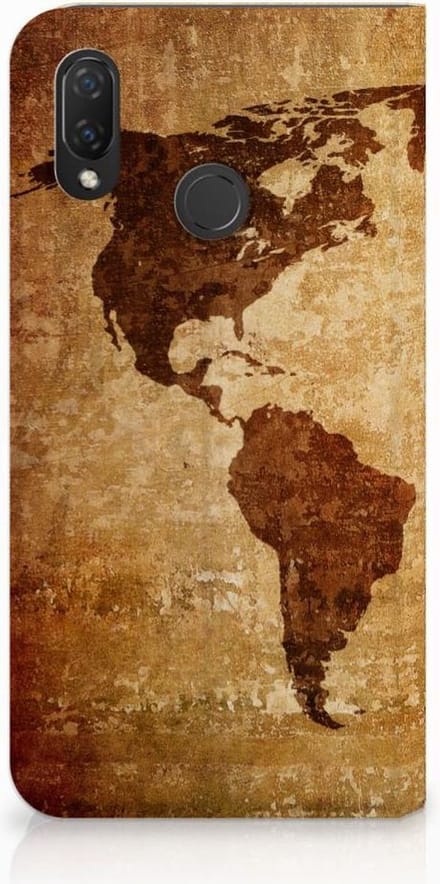 Huawei P Smart Plus Book Cover Wereldkaart